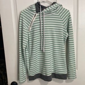Striped Double Hooded Sweatshirt